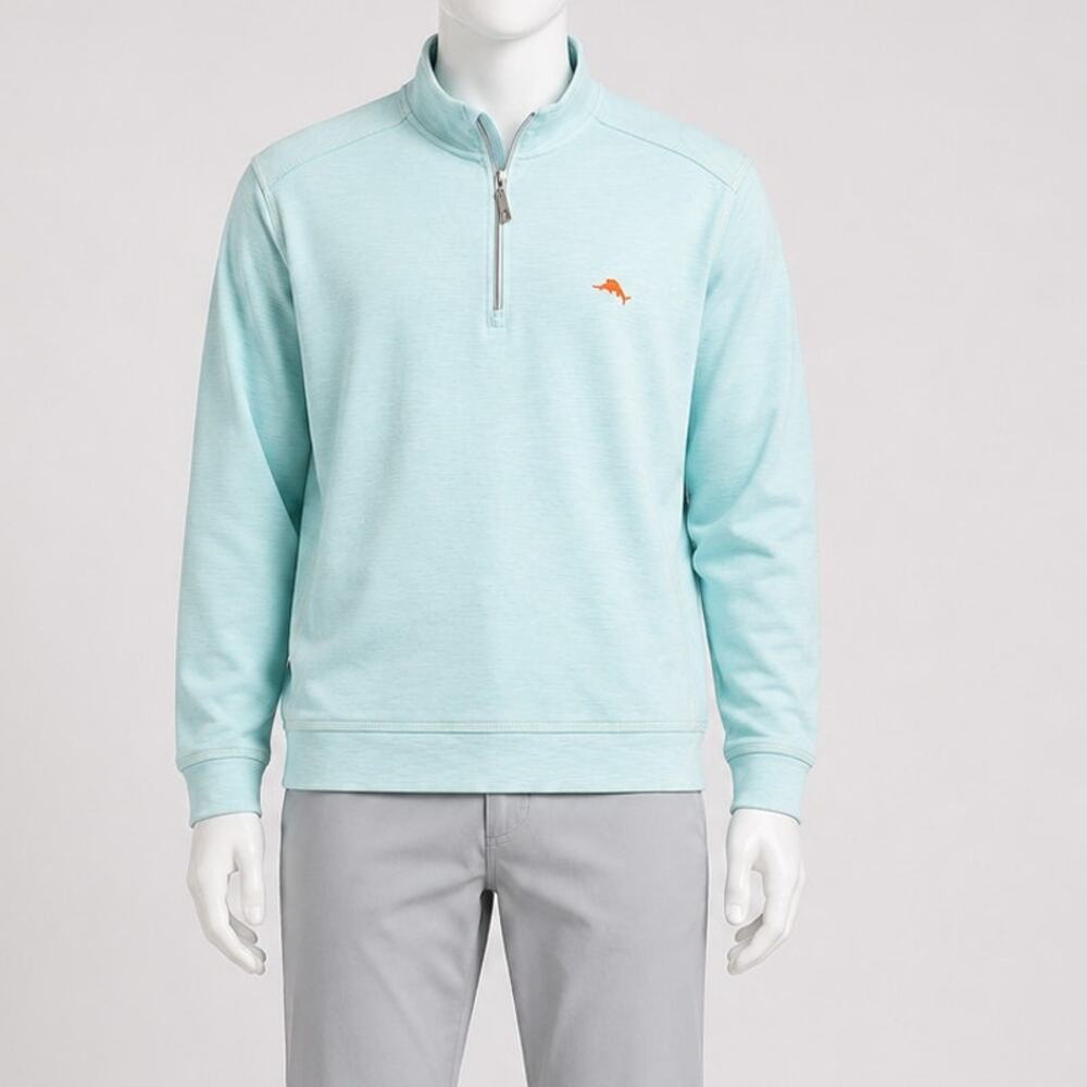 Tommy Bahama 1/4 Zip Pullover Sweater 2XL Blue Pima Cotton Tencel Golf preppy